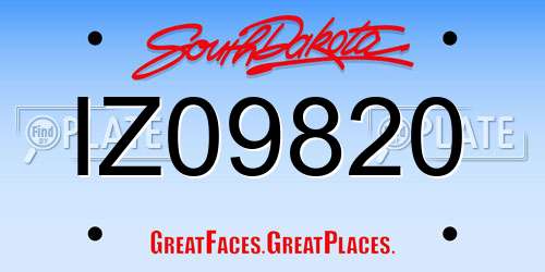 IZ09820 South Dakota License Plate