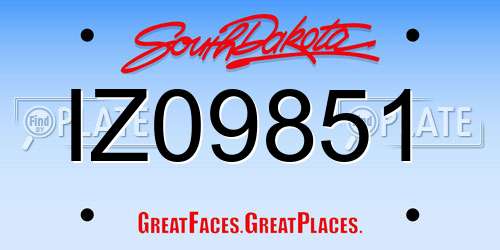 IZ09851 South Dakota License Plate