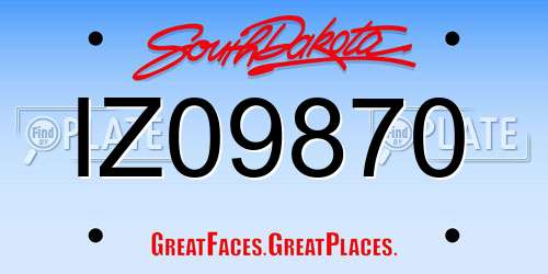 IZ09870 South Dakota License Plate