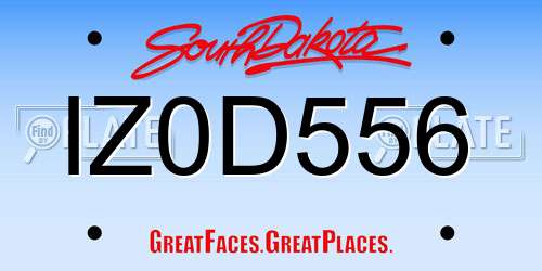 IZ0D556 South Dakota License Plate