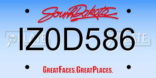 IZ0D586 South Dakota License Plate