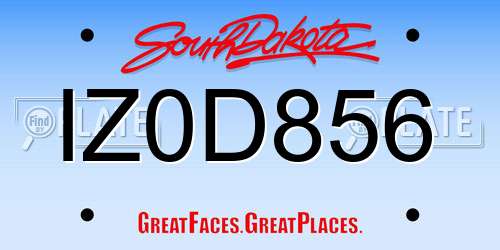 IZ0D856 South Dakota License Plate