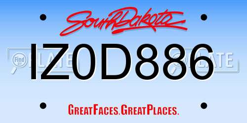 IZ0D886 South Dakota License Plate