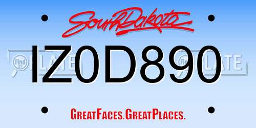 IZ0D890 South Dakota License Plate