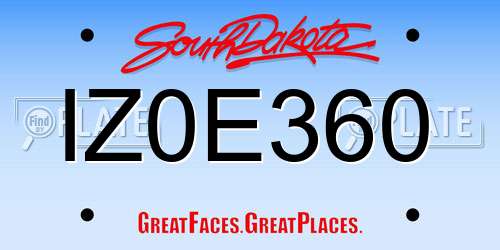 IZ0E360 South Dakota License Plate