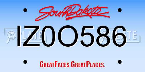 IZ0O586 South Dakota License Plate