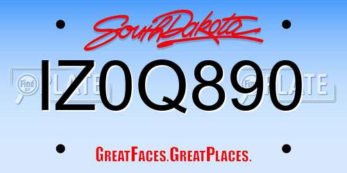 IZ0Q890 South Dakota License Plate