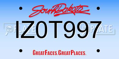 IZ0T997 South Dakota License Plate