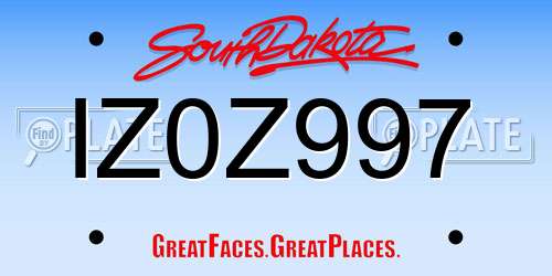 IZ0Z997 South Dakota License Plate
