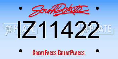 IZ11422 South Dakota License Plate
