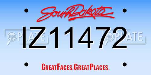 IZ11472 South Dakota License Plate