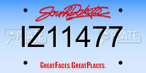IZ11477 South Dakota License Plate