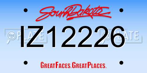 IZ12226 South Dakota License Plate