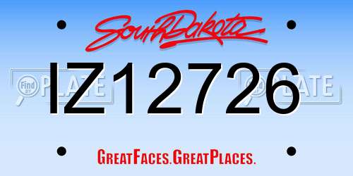 IZ12726 South Dakota License Plate