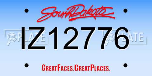 IZ12776 South Dakota License Plate