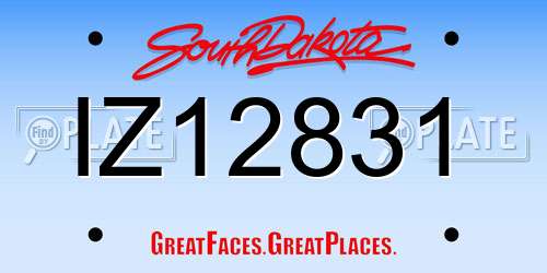 IZ12831 South Dakota License Plate