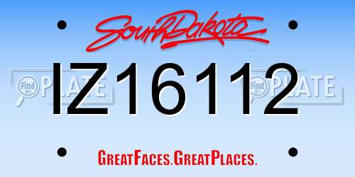 IZ16112 South Dakota License Plate