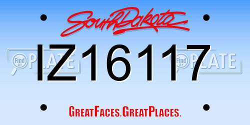 IZ16117 South Dakota License Plate