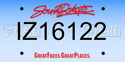 IZ16122 South Dakota License Plate