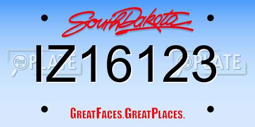 IZ16123 South Dakota License Plate