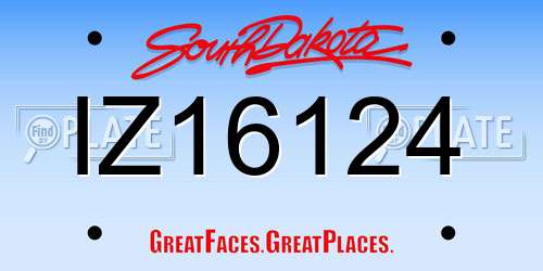 IZ16124 South Dakota License Plate