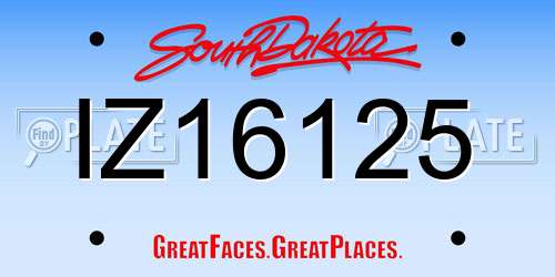 IZ16125 South Dakota License Plate
