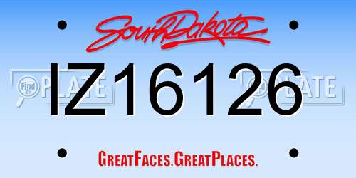 IZ16126 South Dakota License Plate