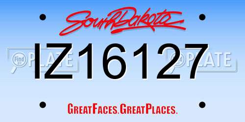 IZ16127 South Dakota License Plate