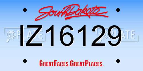 IZ16129 South Dakota License Plate