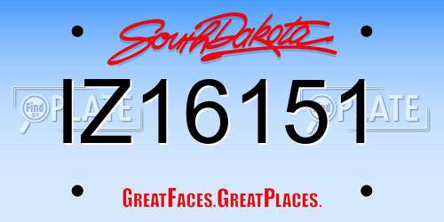 IZ16151 South Dakota License Plate