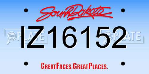IZ16152 South Dakota License Plate