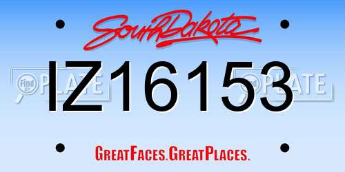 IZ16153 South Dakota License Plate