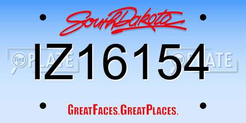 IZ16154 South Dakota License Plate