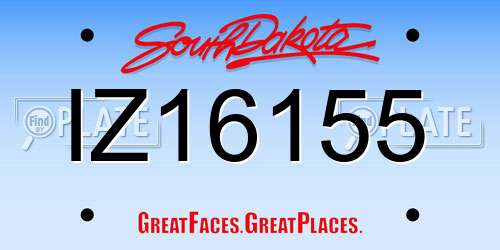 IZ16155 South Dakota License Plate