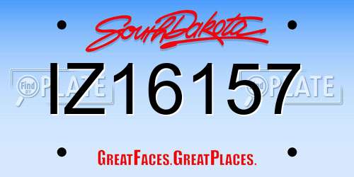 IZ16157 South Dakota License Plate