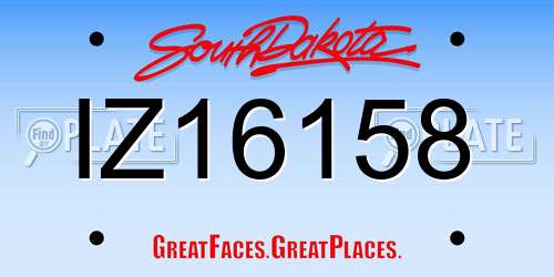 IZ16158 South Dakota License Plate