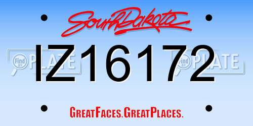 IZ16172 South Dakota License Plate