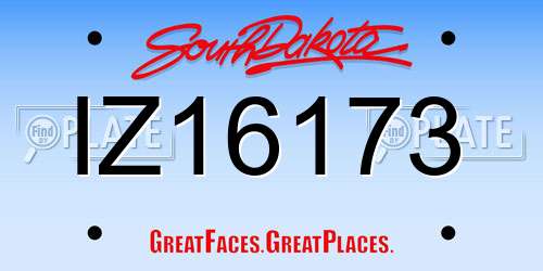 IZ16173 South Dakota License Plate