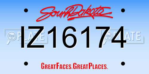 IZ16174 South Dakota License Plate
