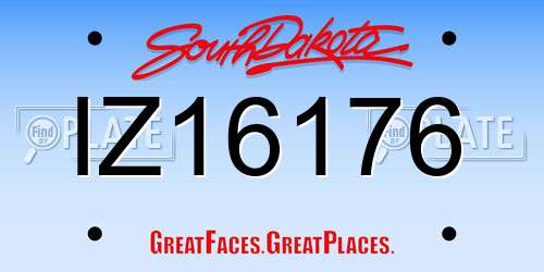 IZ16176 South Dakota License Plate