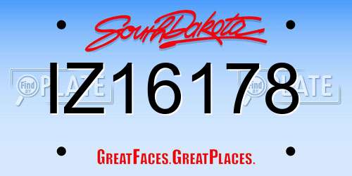IZ16178 South Dakota License Plate