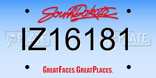 IZ16181 South Dakota License Plate