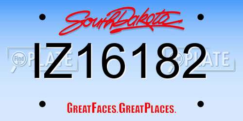 IZ16182 South Dakota License Plate