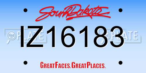 IZ16183 South Dakota License Plate