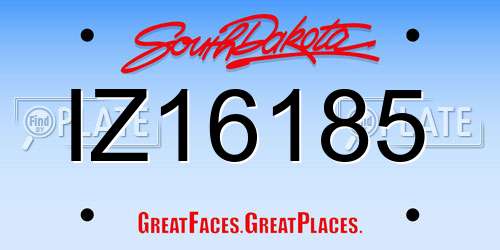 IZ16185 South Dakota License Plate