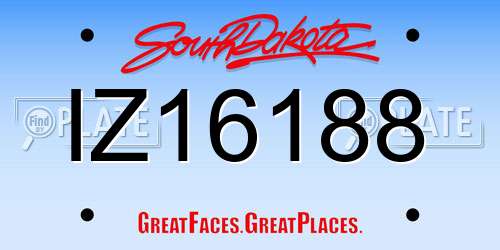 IZ16188 South Dakota License Plate