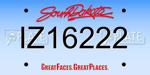 IZ16222 South Dakota License Plate