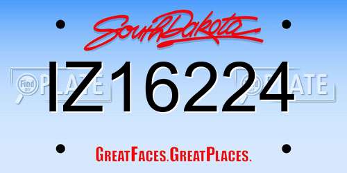 IZ16224 South Dakota License Plate