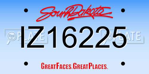 IZ16225 South Dakota License Plate