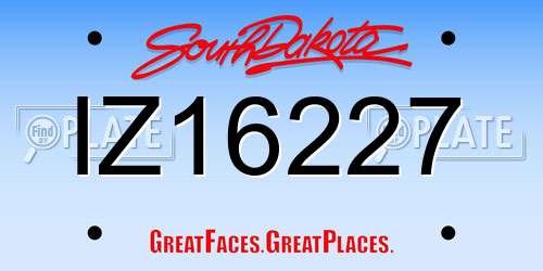 IZ16227 South Dakota License Plate